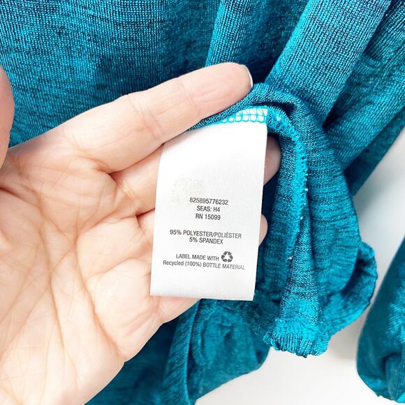 Covington 2X Plus Womens Blue Marled Popover Blouse Top - Picture 4 of 6